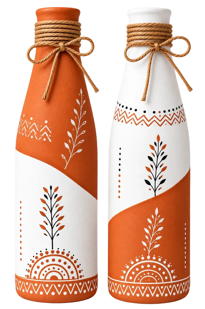 🌿Hand-Painted Terracotta Bottle Set